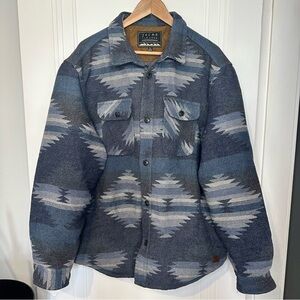 JACHS New York Men's Indigo Aztec Wool Blend Shirt Jacket (Shacket) Size XL